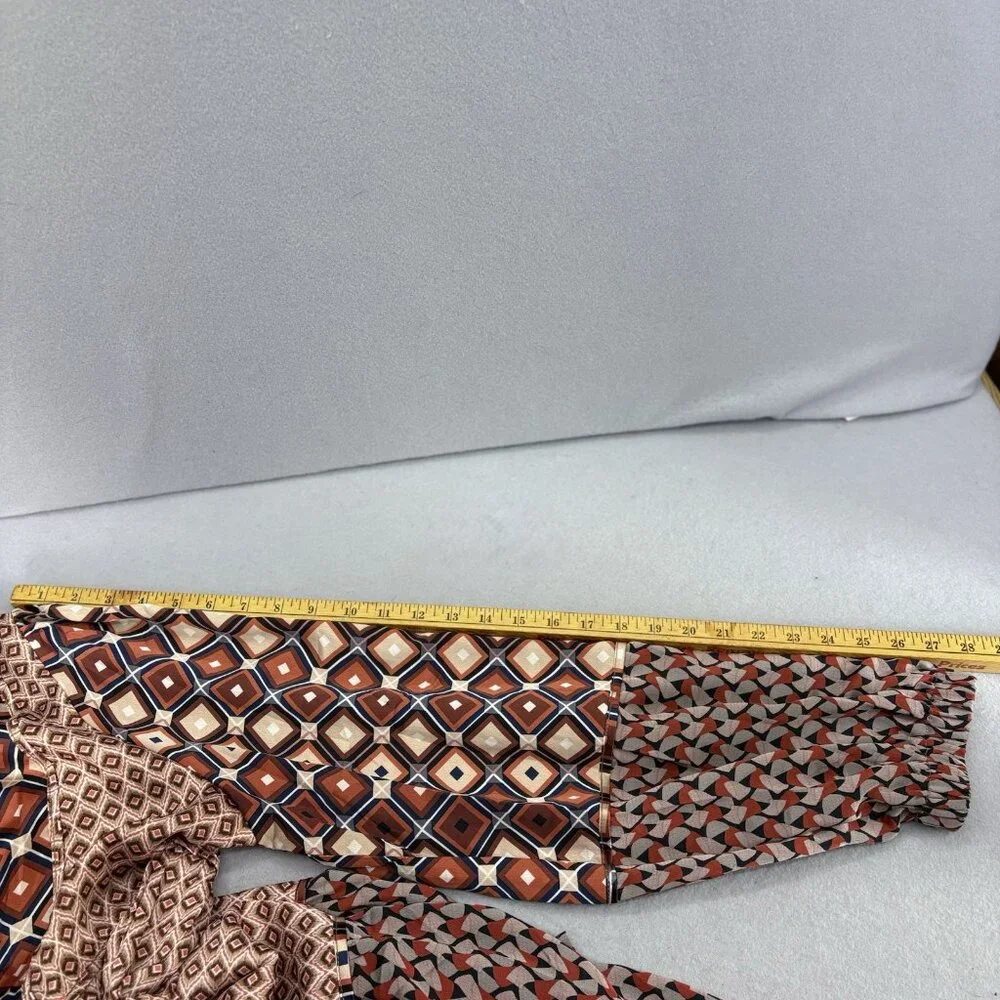 Hailey & Co Geometric Brown & Orange Tiered Ruffle Dress SZ 3XL Boho, Peasant - Picture 11 of 12